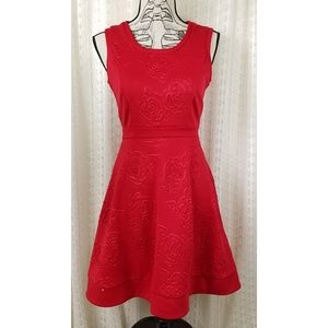 Nanette Lepore L'Amour Roses Fit and Flare Dress Red Size Medium